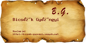 Bicsák Gyöngyi névjegykártya